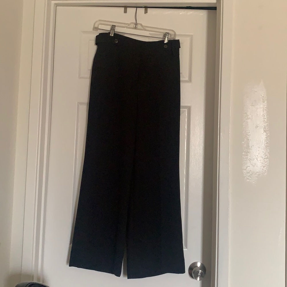 Black pin striped pants suit